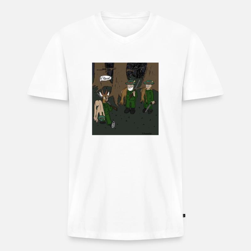 Jagdsaison - Männer Premium Bio T-Shirt mit V-Ausschnitt - Weiß