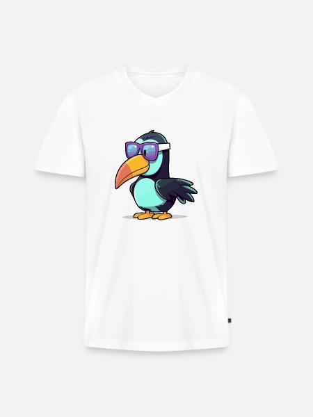 Hob the toucan - Men's Premium Organic T-shirt with V-neck - white