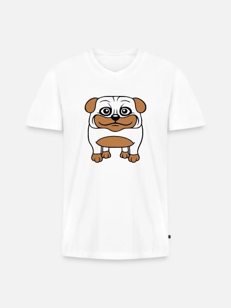 Hund Mops Lille Sød Pik Kærlighed Glad Komisk Sjov - Premium økologisk T-shirt med V-hals til mænd - hvid