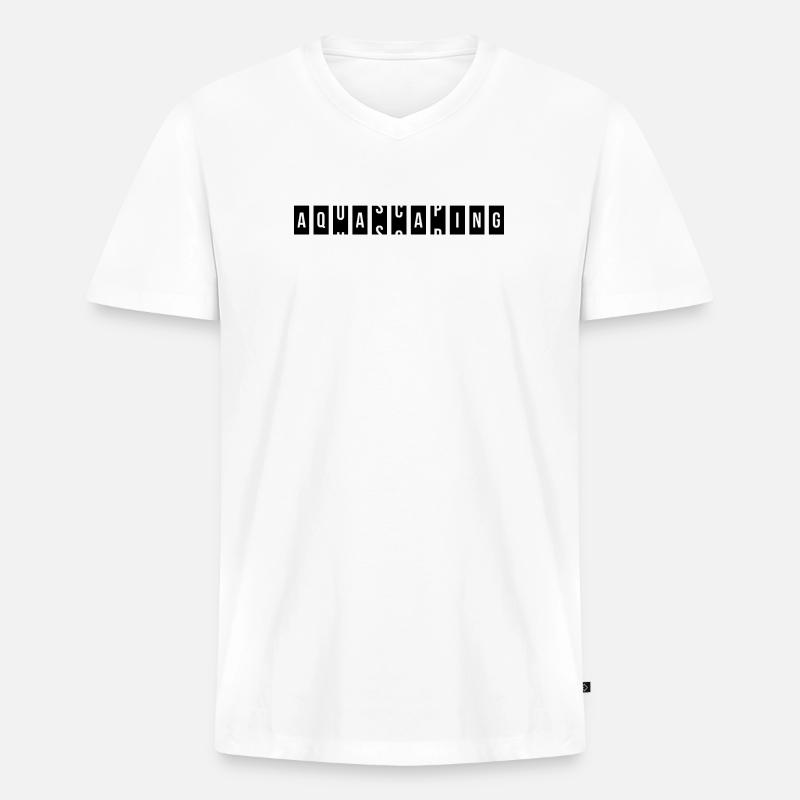 Aquascaping Fish Keeping Rolling Text - Männer Premium Bio T-Shirt mit V-Ausschnitt - Weiß