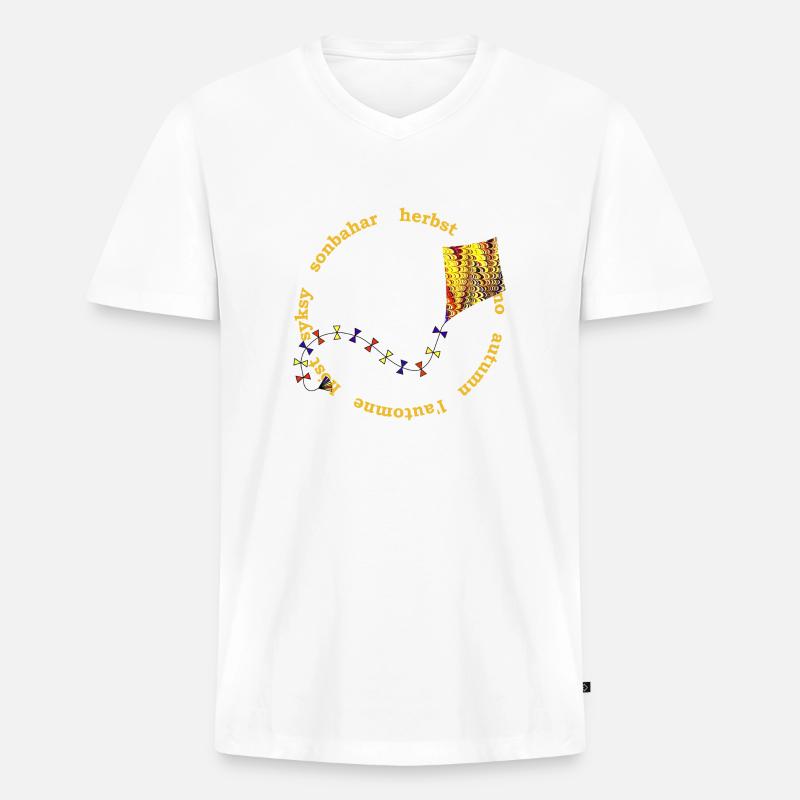 herbstlicher drachen e 281 - Männer Premium Bio T-Shirt mit V-Ausschnitt - Weiß