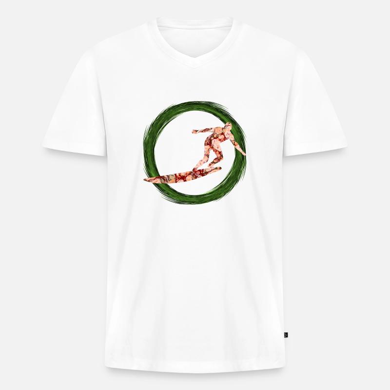 surfer e 214 - Männer Premium Bio T-Shirt mit V-Ausschnitt - Weiß