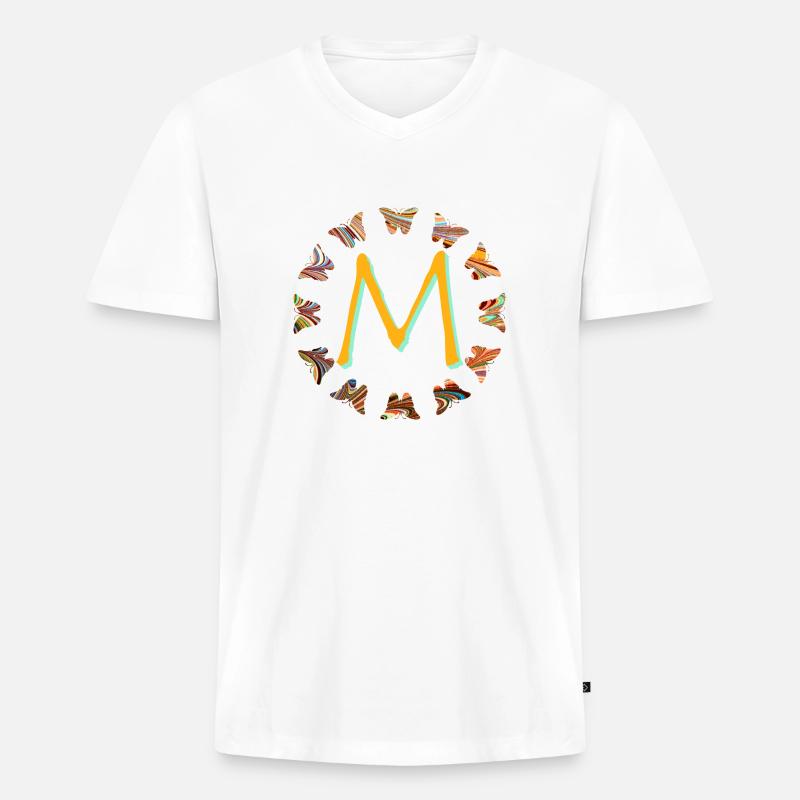 schmetterlinge e 56 m - Männer Premium Bio T-Shirt mit V-Ausschnitt - Weiß