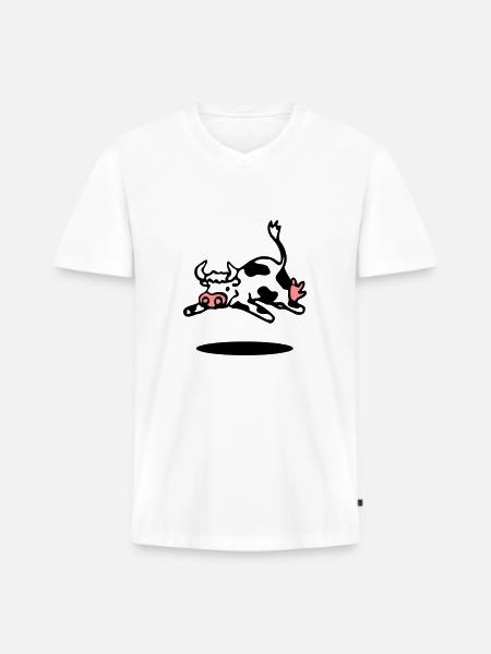 cow - Men's Premium Organic T-shirt with V-neck - white