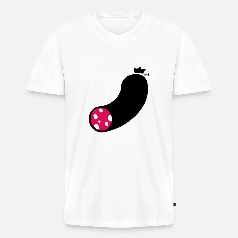 wurst - Männer Premium Bio T-Shirt mit V-Ausschnitt - Weiß