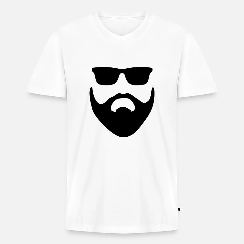 Bart Gesicht Vektor - Männer Premium Bio T-Shirt mit V-Ausschnitt - Weiß