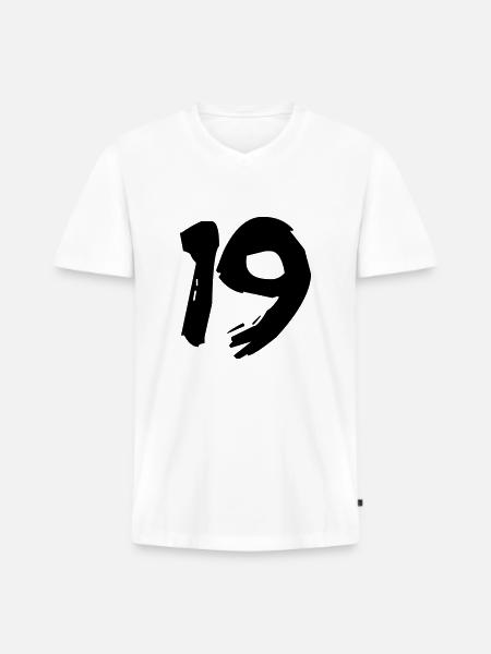 Brushed 19 - Männer Premium Bio T-Shirt mit V-Ausschnitt - Weiß