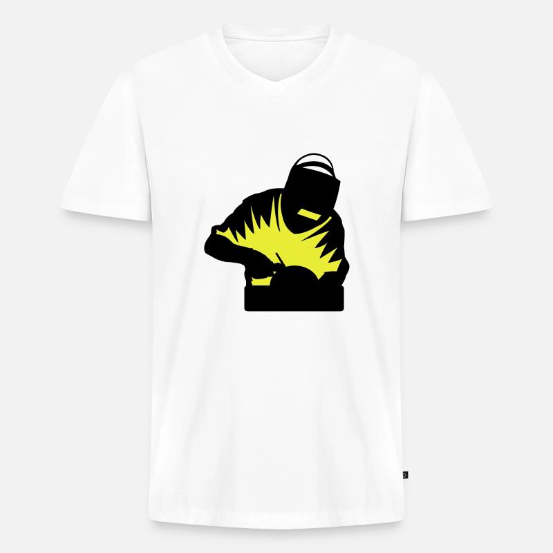 Schweisser 2 Farbig - Männer Premium Bio T-Shirt mit V-Ausschnitt - Weiß