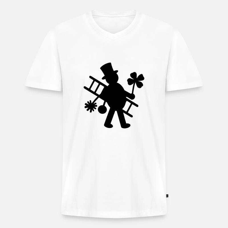 Schornsteinfeger - Männer Premium Bio T-Shirt mit V-Ausschnitt - Weiß