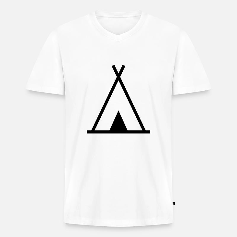 Zelt - Männer Premium Bio T-Shirt mit V-Ausschnitt - Weiß