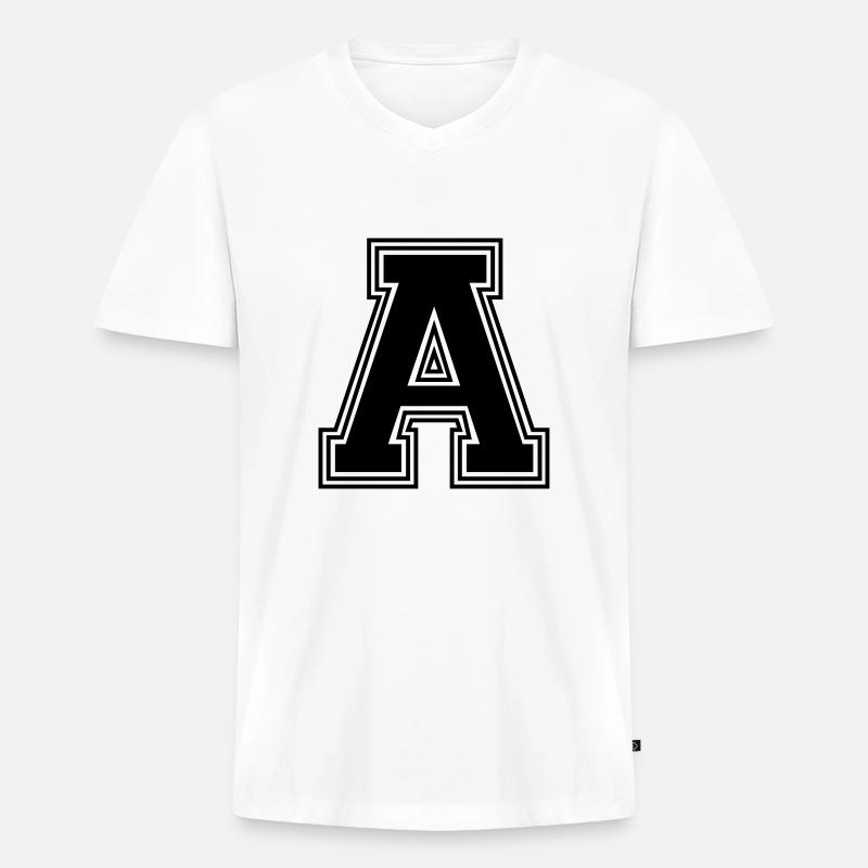 A_Buchstabe_A_(w31) - Männer Premium Bio T-Shirt mit V-Ausschnitt - Weiß