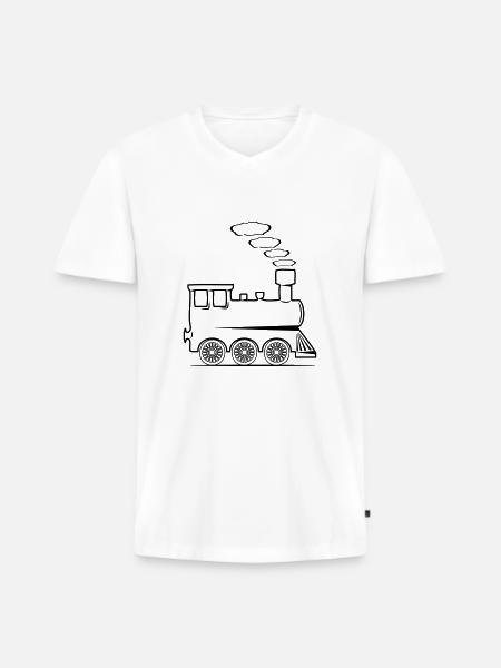 dampflok railroad locomotive toy - Men's Premium Organic T-shirt with V-neck - white