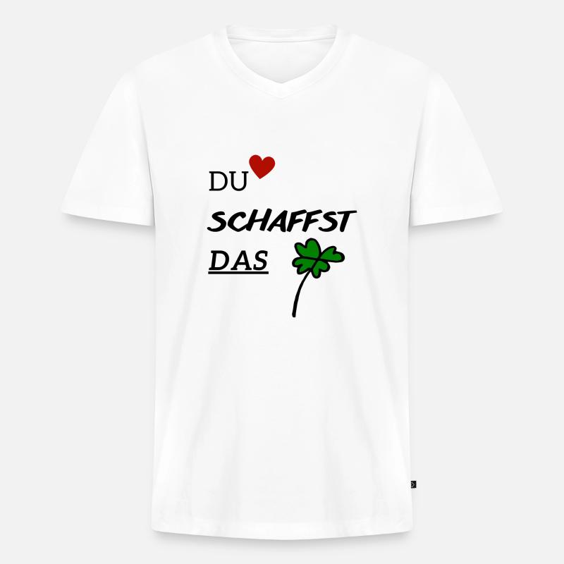 Du schaffst das - Männer Premium Bio T-Shirt mit V-Ausschnitt - Weiß