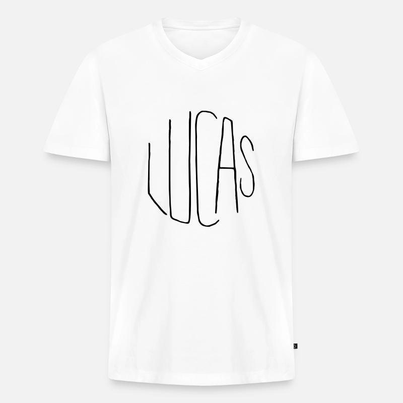Lucas - Männer Premium Bio T-Shirt mit V-Ausschnitt - Weiß