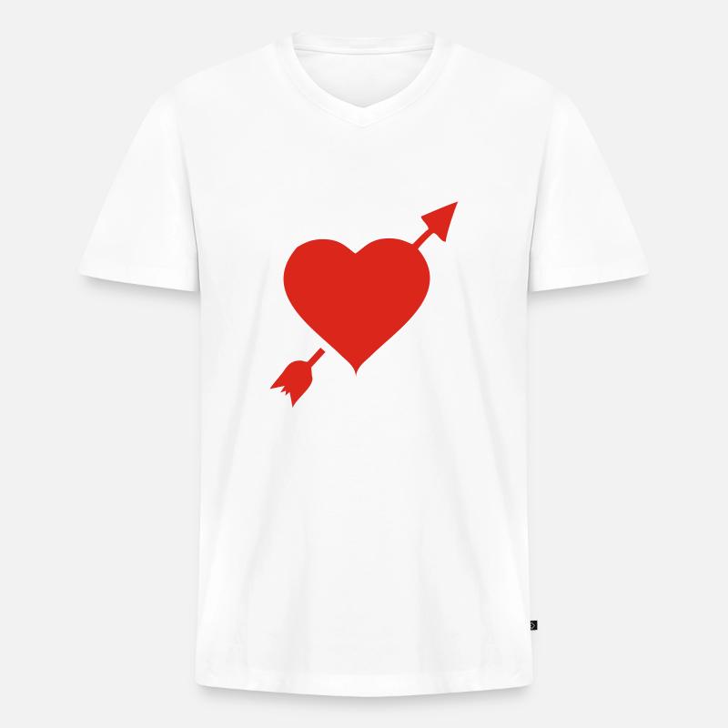 Herz mit Pfeil - Männer Premium Bio T-Shirt mit V-Ausschnitt - Weiß