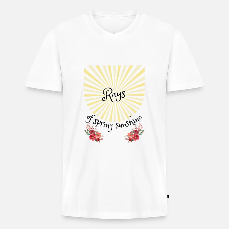 Frühling | Spring | Sonnenstrahlen | Sonne - Männer Premium Bio T-Shirt mit V-Ausschnitt - Weiß