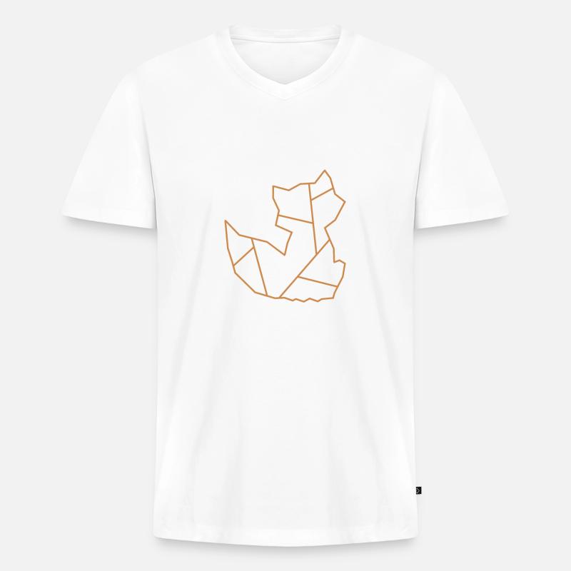 Fuchs | Tier | Logo | Fox - Männer Premium Bio T-Shirt mit V-Ausschnitt - Weiß