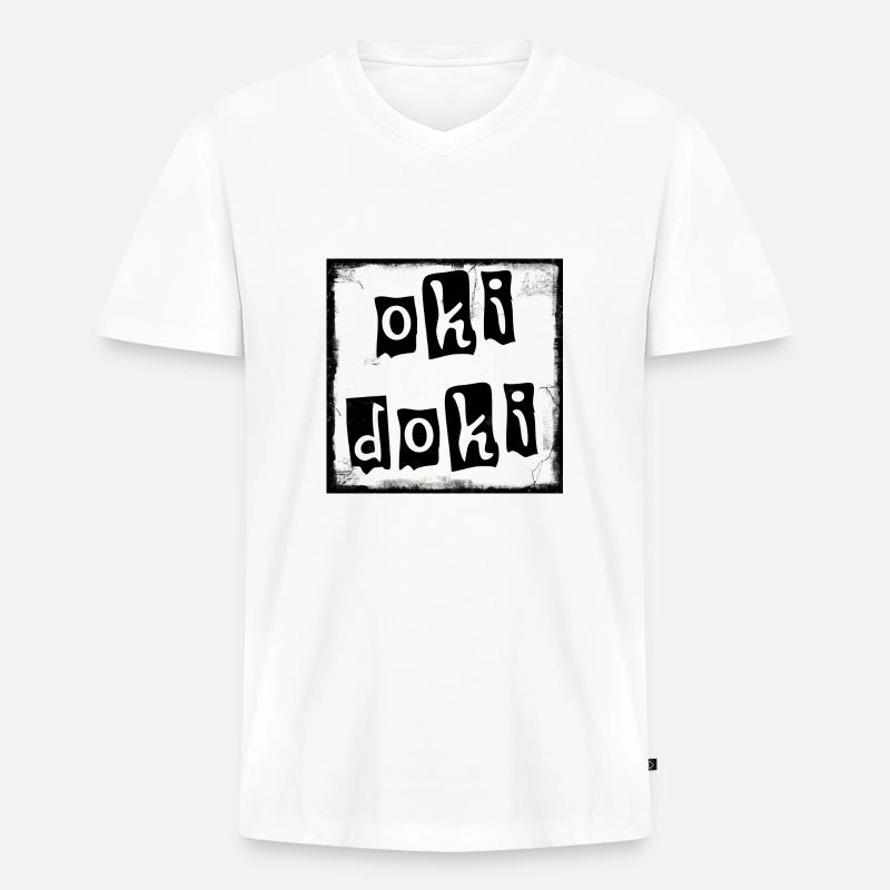 okidoki - Männer Premium Bio T-Shirt mit V-Ausschnitt - Weiß