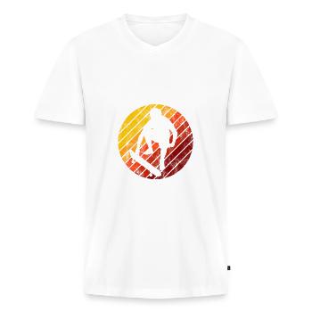 Skateboarder Skateboard Skater Skate Skateing - T-shirt encolure en V Premium bio Homme - blanc - Devant - Nico (187cm)