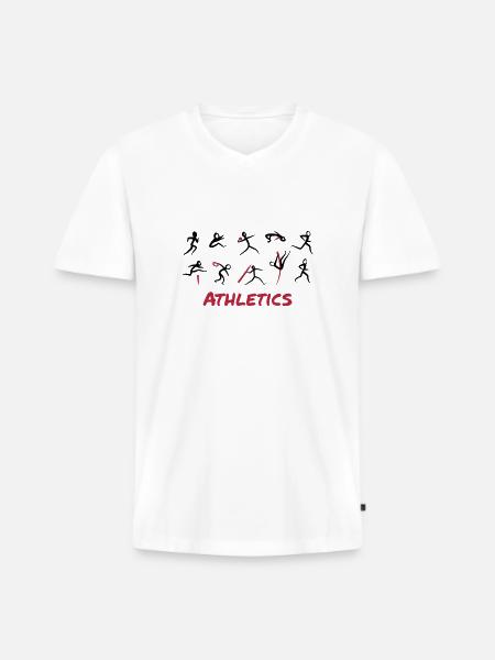 Athletics, Track and Field - Men's Premium Organic T-shirt with V-neck - white