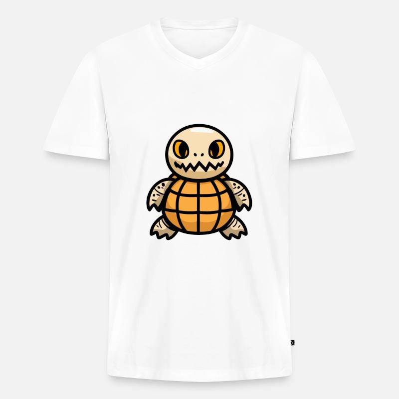 Schildkröte Halloween Comic - Männer Premium Bio T-Shirt mit V-Ausschnitt - Weiß