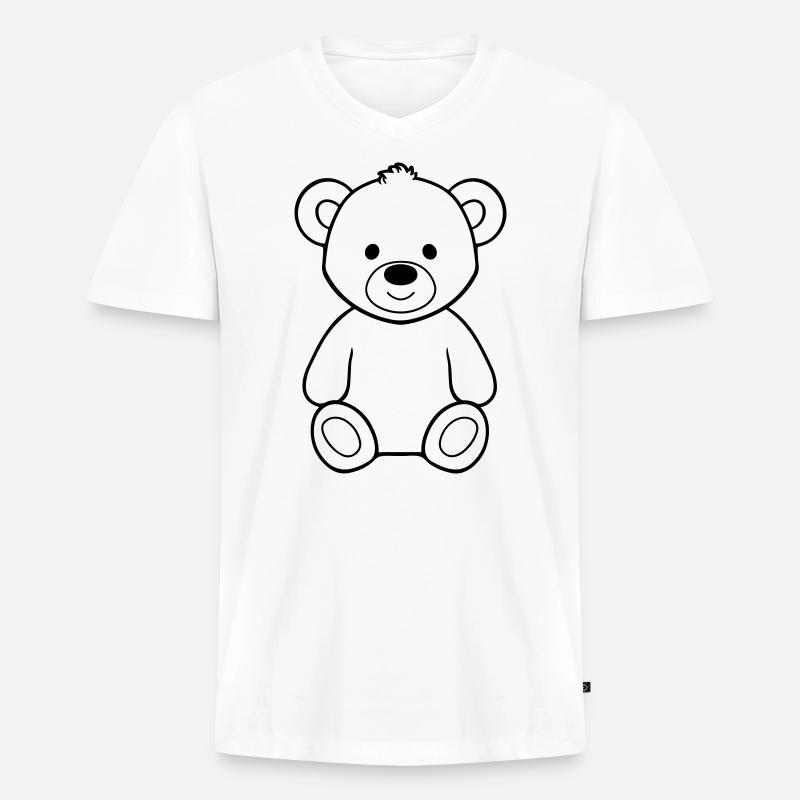 Teddybär - Männer Premium Bio T-Shirt mit V-Ausschnitt - Weiß
