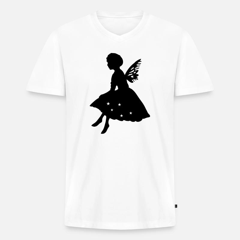 Kleine Elfe mit Flügel - Männer Premium Bio T-Shirt mit V-Ausschnitt - Weiß