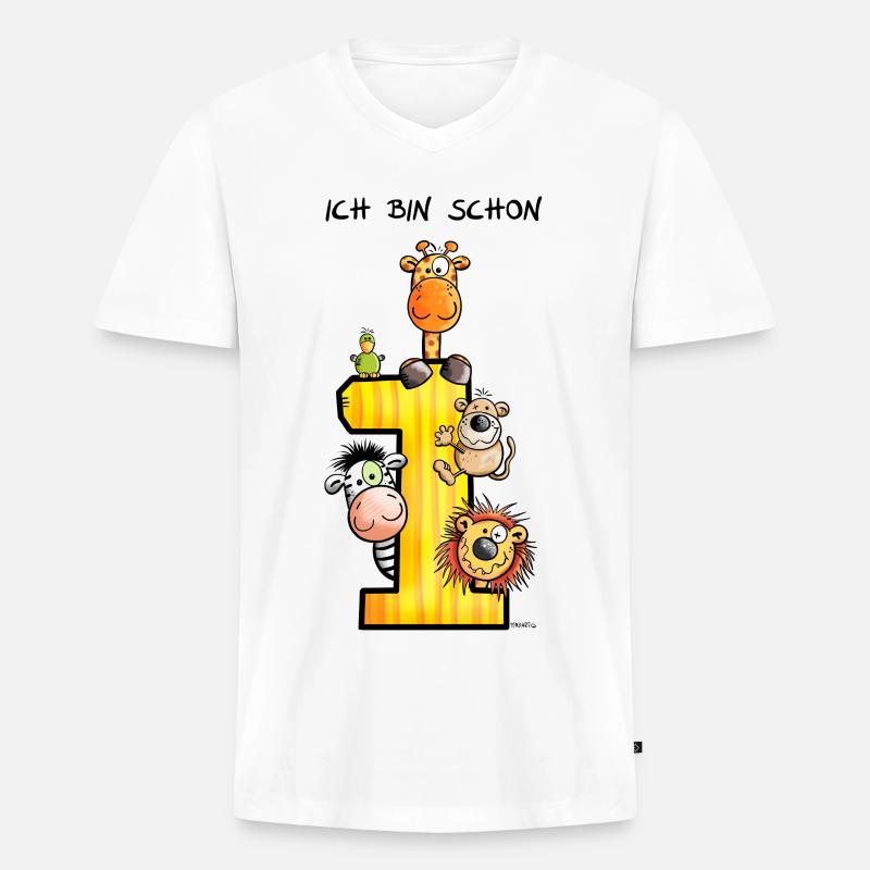 Ich bin schon Eins - Männer Premium Bio T-Shirt mit V-Ausschnitt - Weiß
