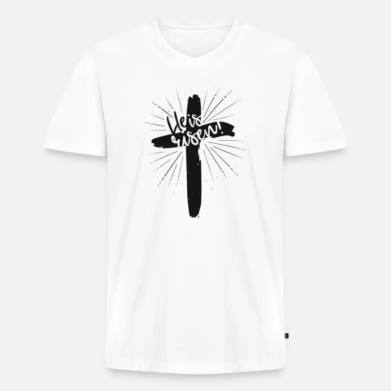 He is risen - Männer Premium Bio T-Shirt mit V-Ausschnitt - Weiß