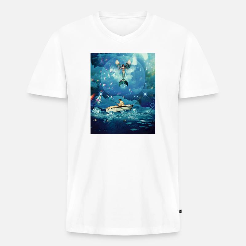 Magischer Ozean - Männer Premium Bio T-Shirt mit V-Ausschnitt - Weiß