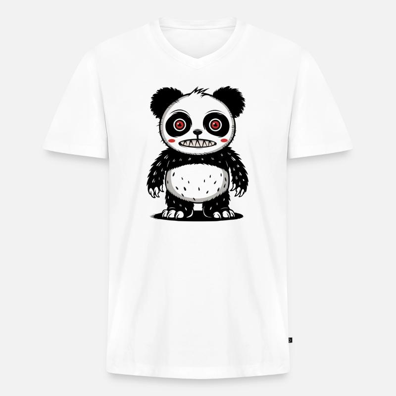 Panda bär - Männer Premium Bio T-Shirt mit V-Ausschnitt - Weiß