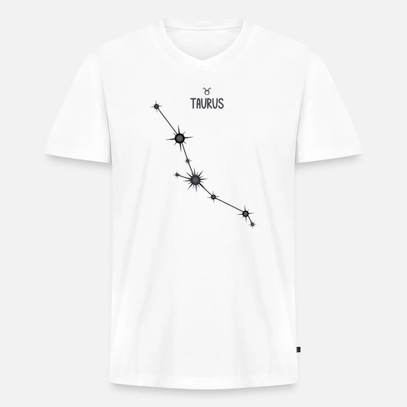 Stier Sternzeichen Sternbild Schwarz & Grau - Männer Premium Bio T-Shirt mit V-Ausschnitt - Weiß