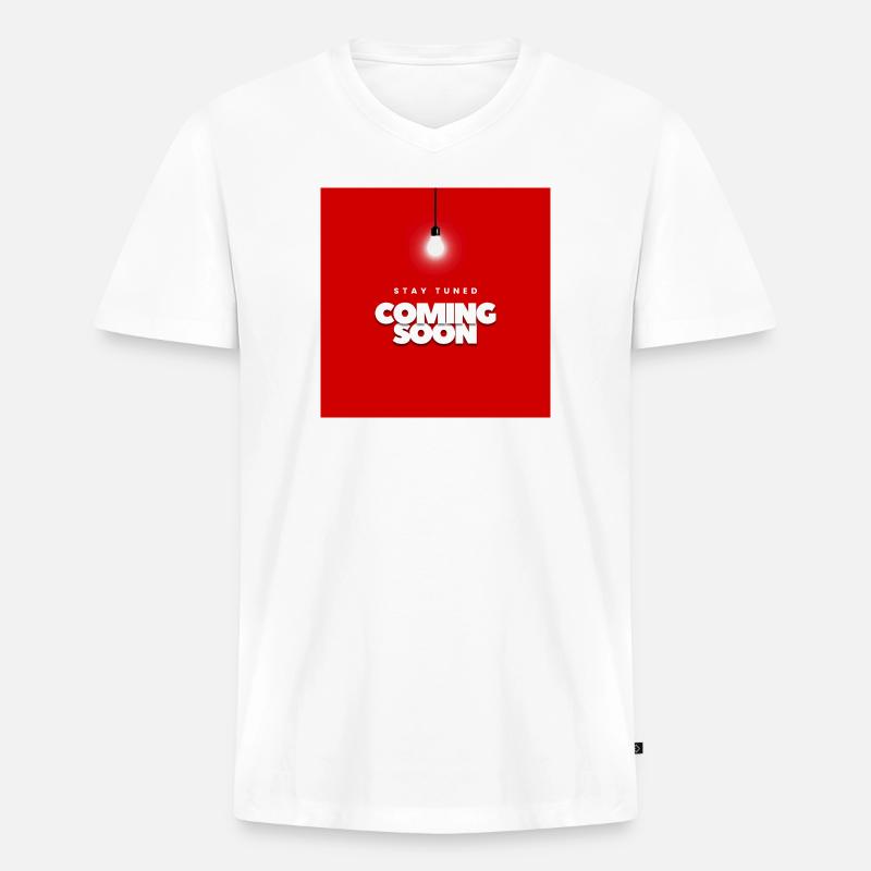 Fettes rotes Design mit Warteansage - Männer Premium Bio T-Shirt mit V-Ausschnitt - Weiß
