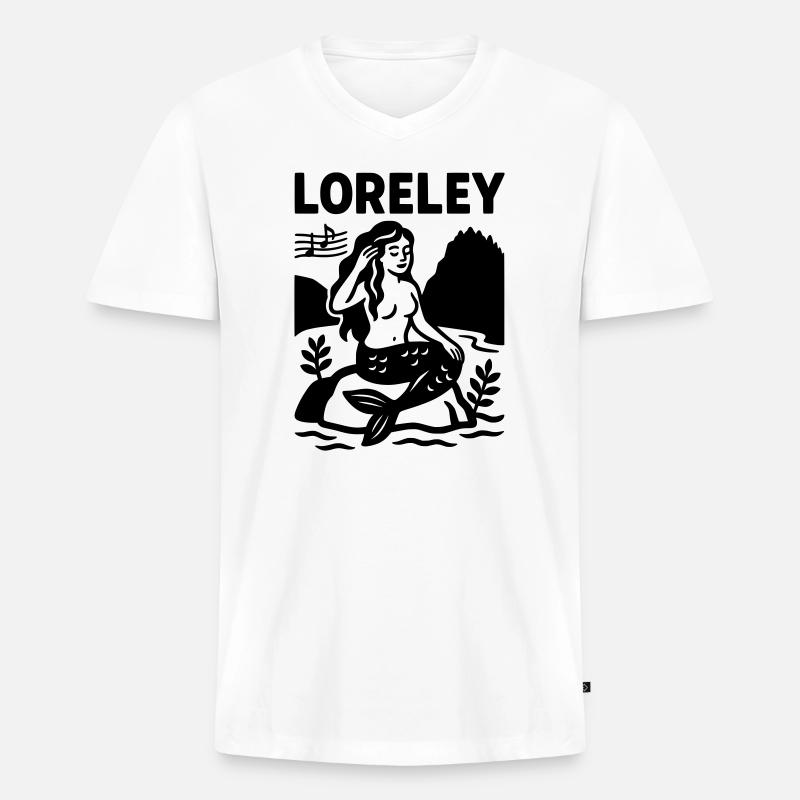 loreley - Männer Premium Bio T-Shirt mit V-Ausschnitt - Weiß