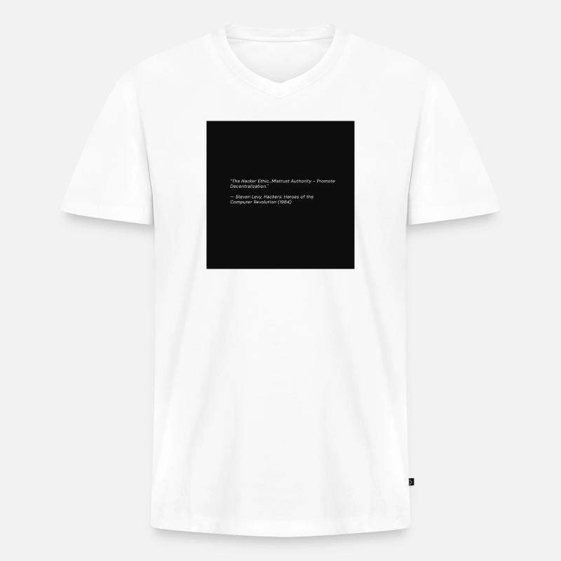 Hacker-Ethik-Zitat über Black - Männer Premium Bio T-Shirt mit V-Ausschnitt - Weiß