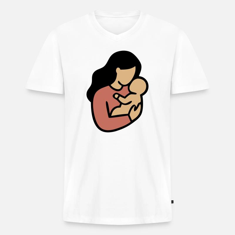Mama Baby Boho Minimalismus - Männer Premium Bio T-Shirt mit V-Ausschnitt - Weiß