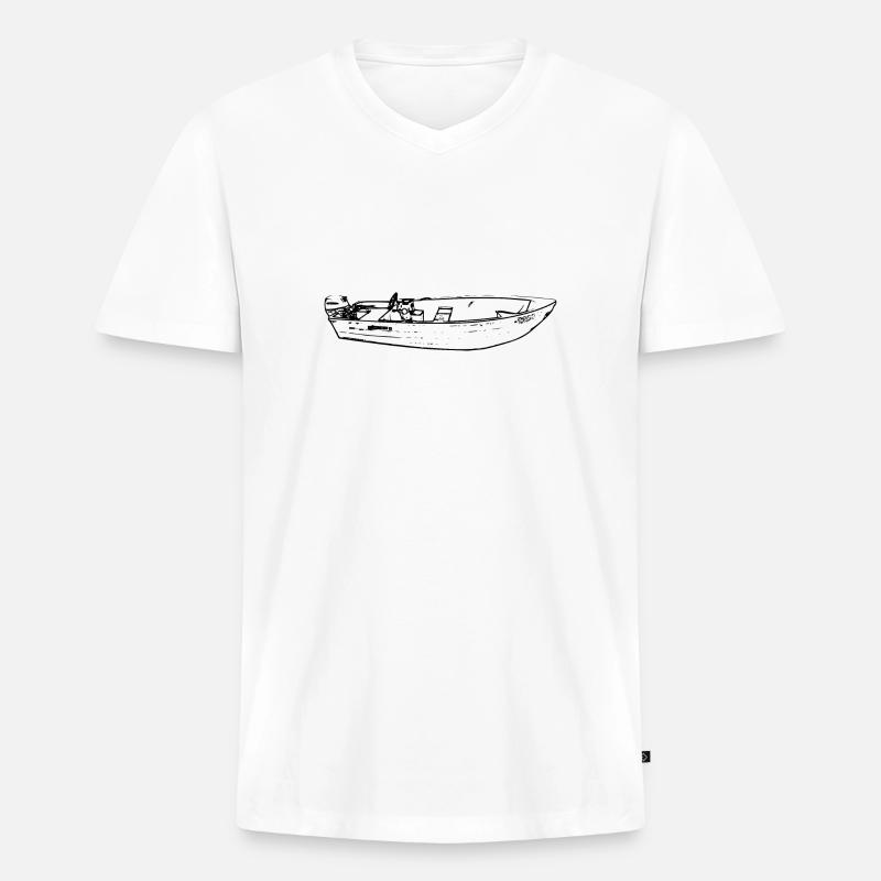 Boot - Männer Premium Bio T-Shirt mit V-Ausschnitt - Weiß
