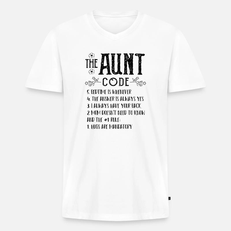 The Aunt Code - Tante - Männer Premium Bio T-Shirt mit V-Ausschnitt - Weiß
