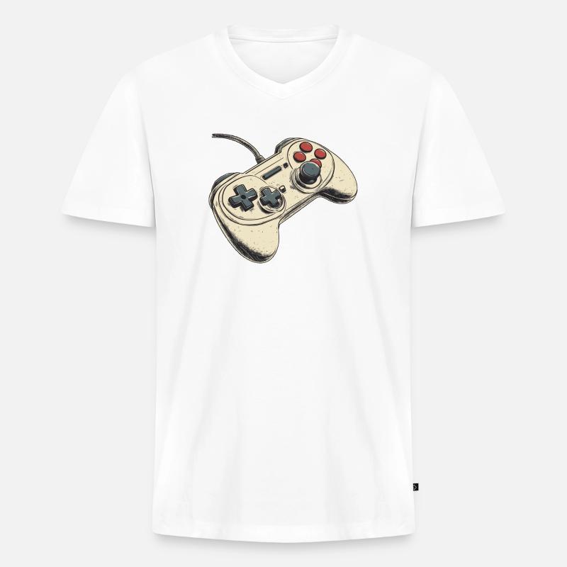 Videospiel-Controller, Gamepad-Symbol, Logo - Männer Premium Bio T-Shirt mit V-Ausschnitt - Weiß