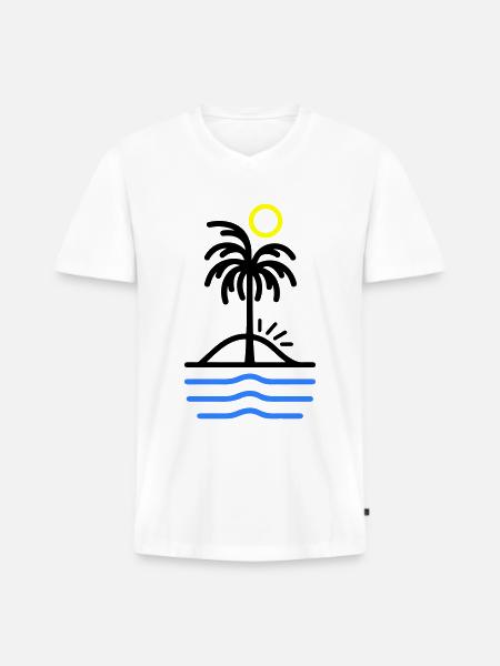 Palm Island - Men's Premium Organic T-shirt with V-neck - white