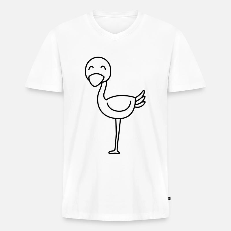 Strauß Comic Tier - Männer Premium Bio T-Shirt mit V-Ausschnitt - Weiß