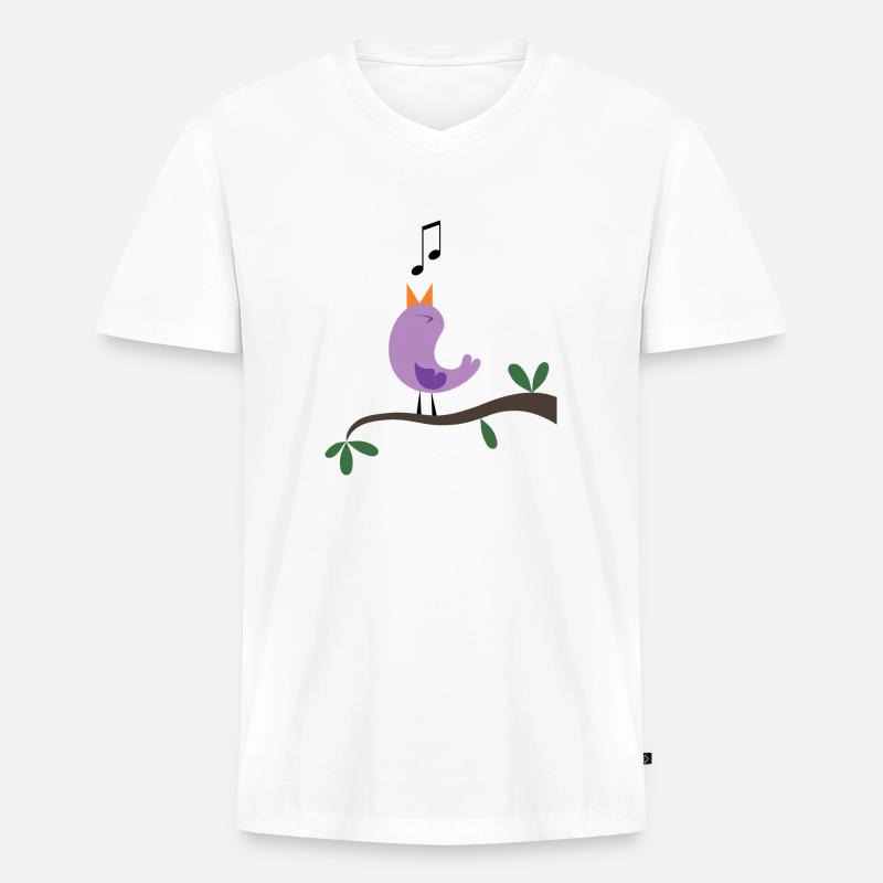 Singvogel - Männer Premium Bio T-Shirt mit V-Ausschnitt - Weiß