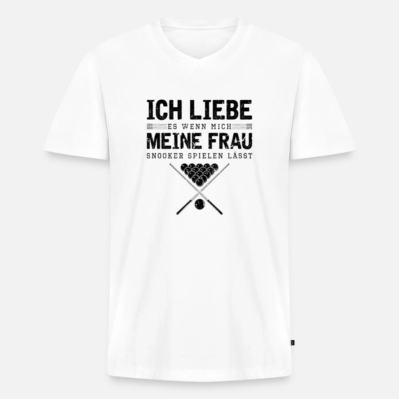 Lustiges Snooker - Männer Premium Bio T-Shirt mit V-Ausschnitt - Weiß