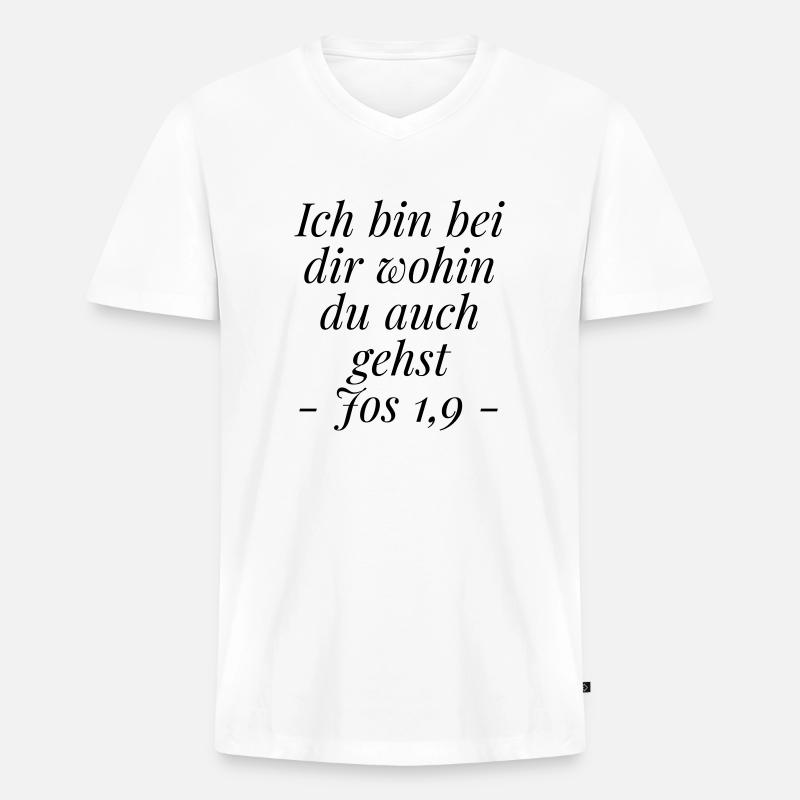 Bei dir - Männer Premium Bio T-Shirt mit V-Ausschnitt - Weiß