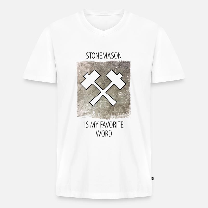 Steinmetz Steinbildhauer Spruch - Männer Premium Bio T-Shirt mit V-Ausschnitt - Weiß
