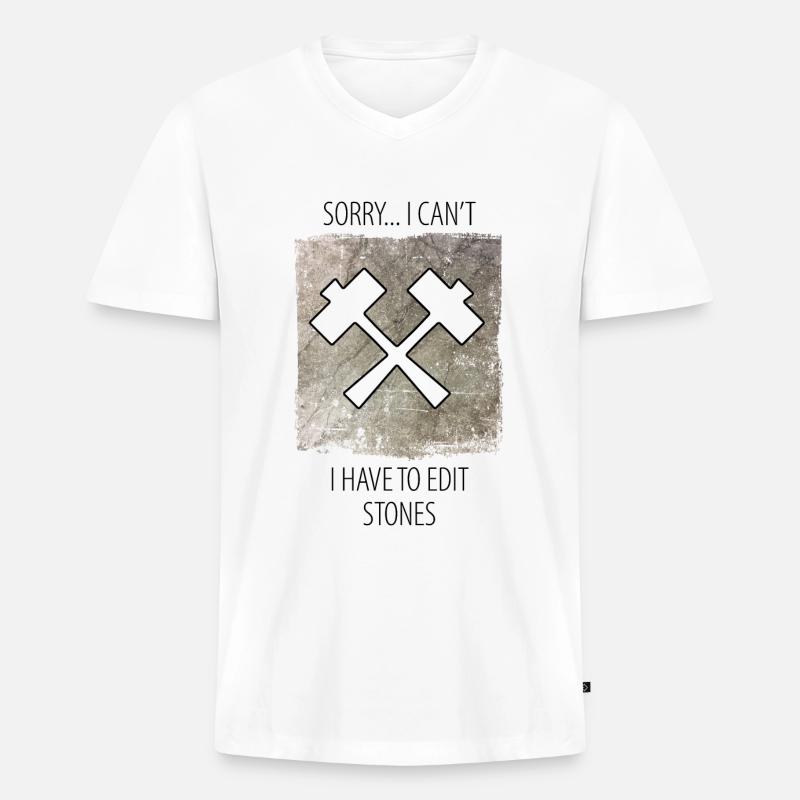 Steinmetz Steinbildhauer Spruch - Männer Premium Bio T-Shirt mit V-Ausschnitt - Weiß