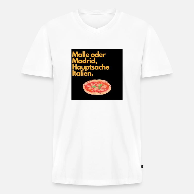 Malle oder Madrid - Männer Premium Bio T-Shirt mit V-Ausschnitt - Weiß