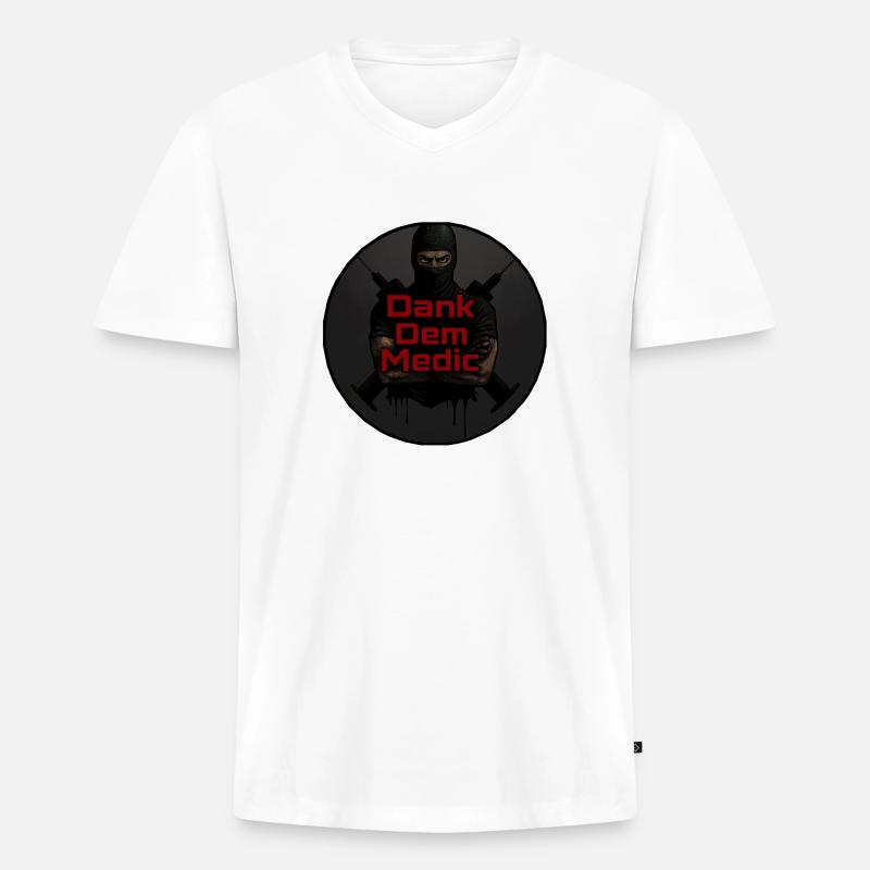 Dank Dem Medic - Männer Premium Bio T-Shirt mit V-Ausschnitt - Weiß