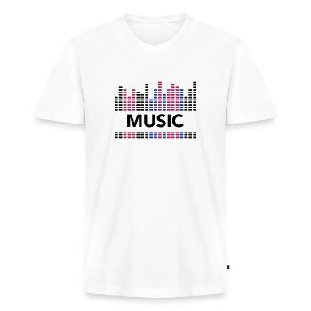 VIBRATIONS MUSICALES - T-shirt encolure en V Premium bio Homme - blanc - Devant - Nico (187cm)