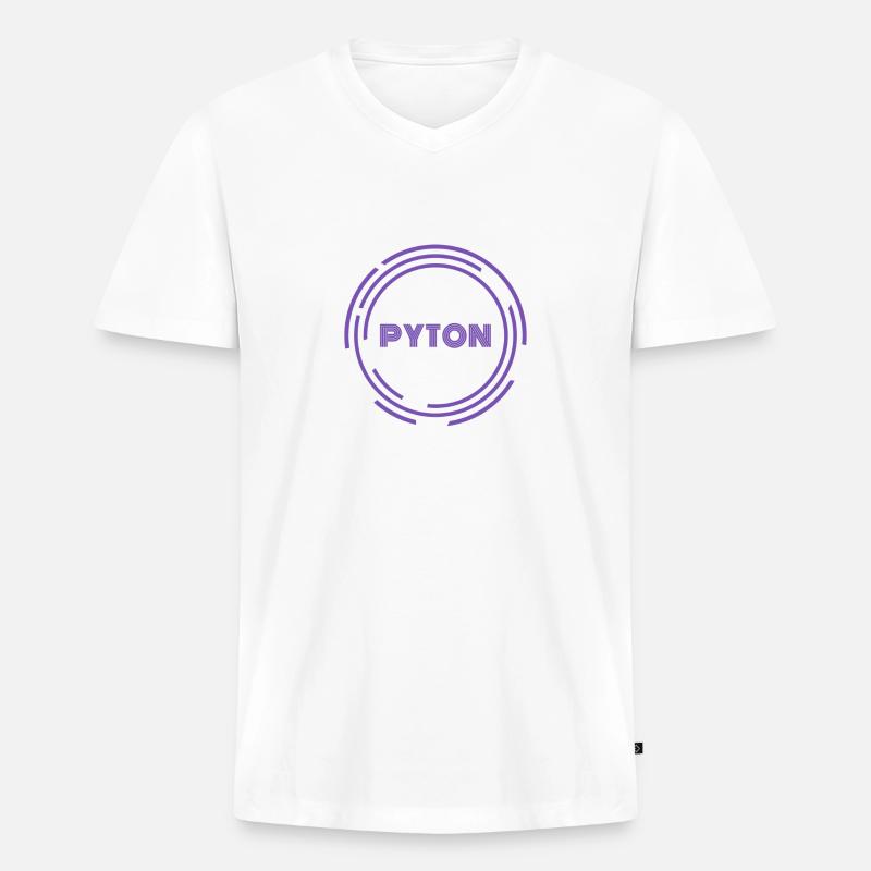 Python - T-shirt encolure en V Premium bio Homme - blanc